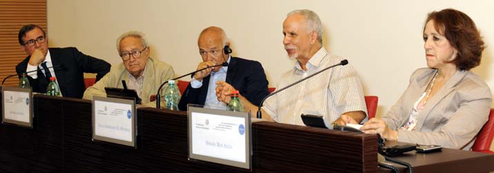 Il Rettore Melis, Franco Rizzi, Antonello Cabras, il Rettore dell’Ateneo di Tunisi, la vicerettrice di Rabat (foto Cogotti)